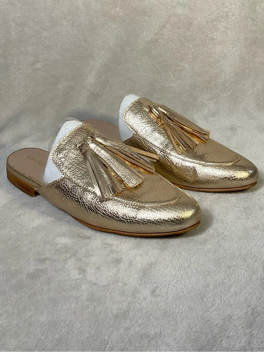 Kaanas Metallic Gold Tassel Mules Womens Sz 9 - Picture 2 of 7